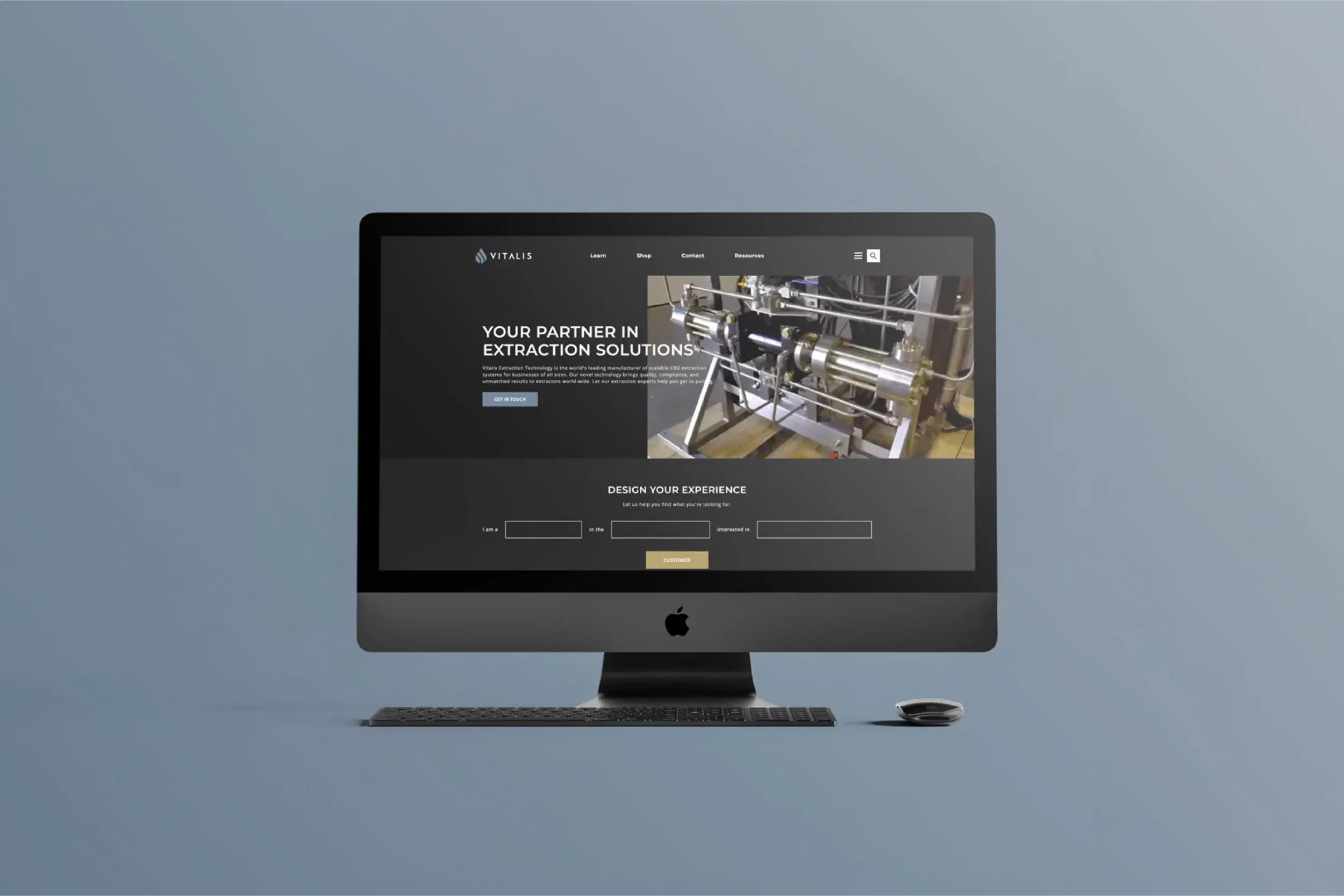 Dark-mode website for a manufacturer